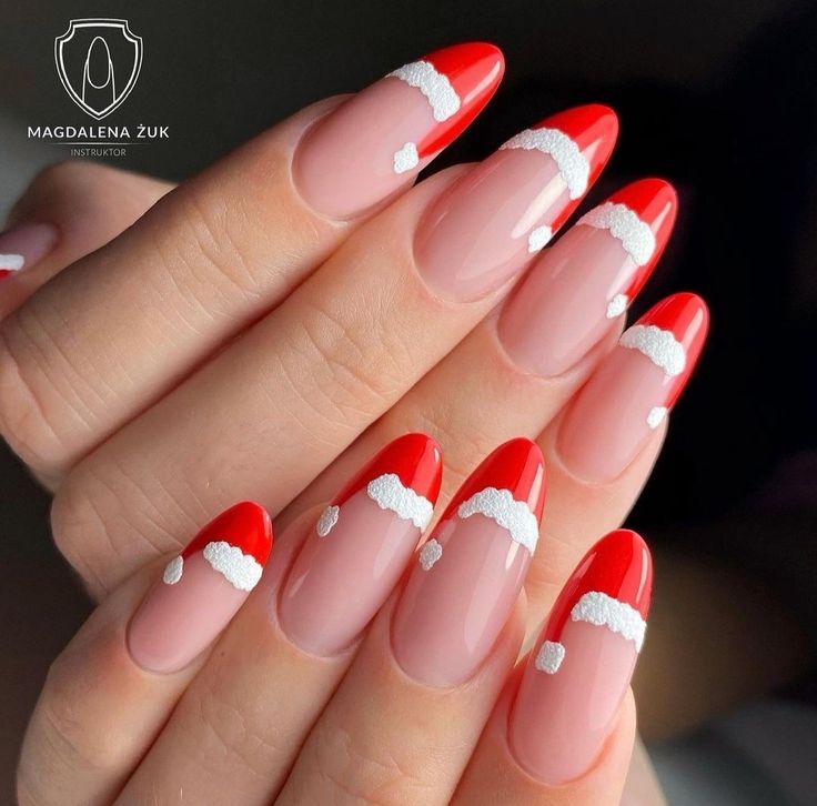 christmas french tip nails