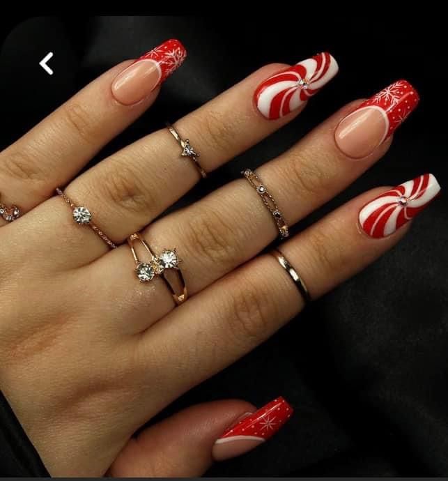 candy cane christmas nails