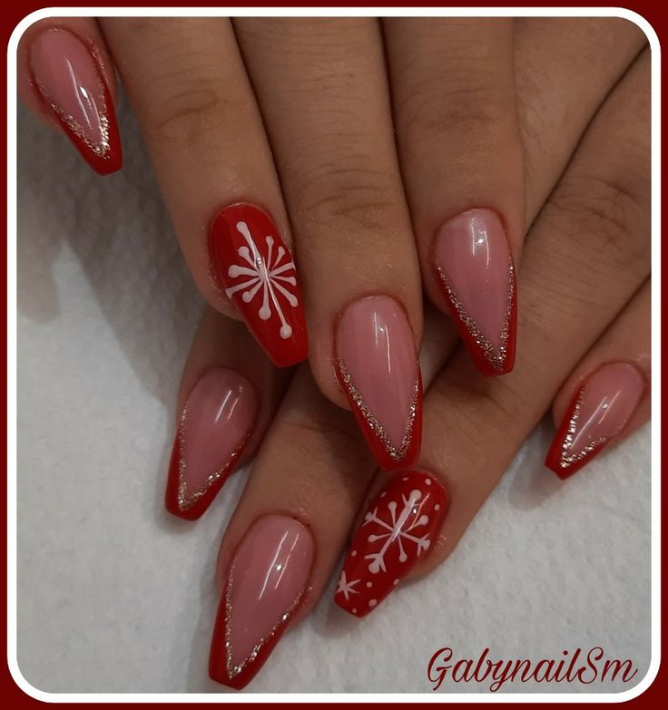 christmas french tip nails