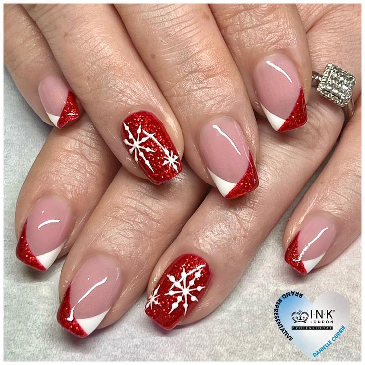 christmas french tip nails